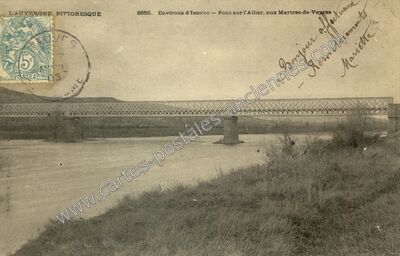 Carte postale ancienne Pont sur l'Allier, aux Martres-de-Veyres — Issoire (Puy-de-Dôme)