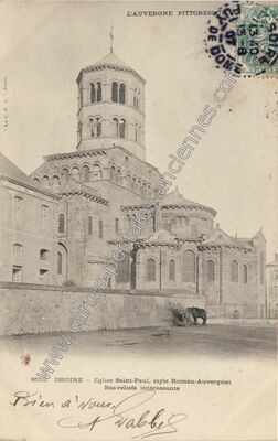 Carte postale ancienne Église Saint-Paul, style Roman-Auvergnat Bas-reliefs intéressants — Issoire (Puy-de-Dôme)
