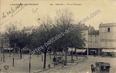 Carte postale ancienne Place d'Espagne — Issoire (Puy-de-Dôme)