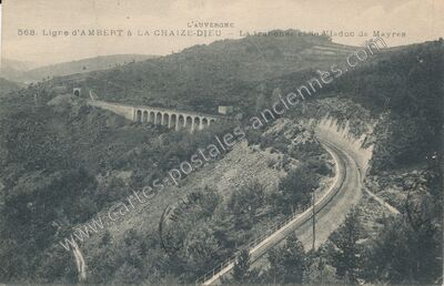 Carte postale ancienne La tranchée et le Viaduc de Mayres — Mayres (Puy-de-Dôme)