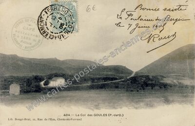 Carte postale ancienne Col des Goules — Orcines (Puy-de-Dôme)