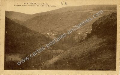Carte postale ancienne Curieux village dominant la vallée de la Couze — Rentières (Puy-de-Dôme)
