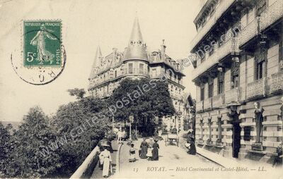 Carte postale ancienne Hôtel Continental et Castel-Hôtel — Royat (Puy-de-Dôme)