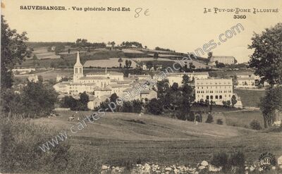 Carte postale ancienne Vue générale Nord-Est — Sauvessanges (Puy-de-Dôme)