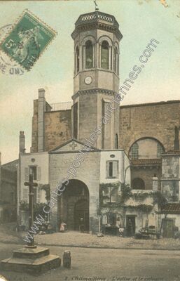 Carte postale ancienne L'église et le calvaire — Chamalières (Puy-de-Dôme)