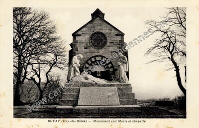 Carte postale ancienne Monument aux Morts et chapelle — Royat (Puy-de-Dôme)