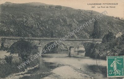 Carte postale ancienne Pont de Menat — Menat (Puy-de-Dôme)