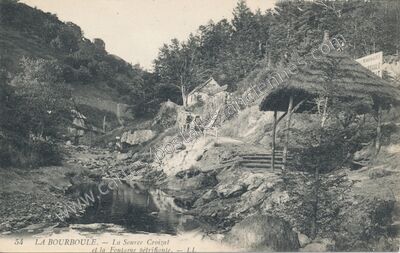 Carte postale ancienne La Source Croizat et la Fontaine pétrifiante — La Bourboule (Puy-de-Dôme)