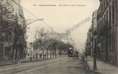 Carte postale ancienne Rue Blatin et Place Lamartine — Clermont-Ferrand (Puy-de-Dôme)