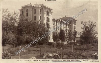 Carte postale ancienne Polyclinique Philippe Marcombes — Clermont-Ferrand (Puy-de-Dôme)