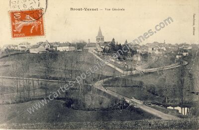 Carte postale ancienne Vue Générale — Broût-Vernet (Allier)