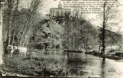 Carte postale ancienne Centre d'excursion — Cette localité est en effet — Hérisson (Allier)