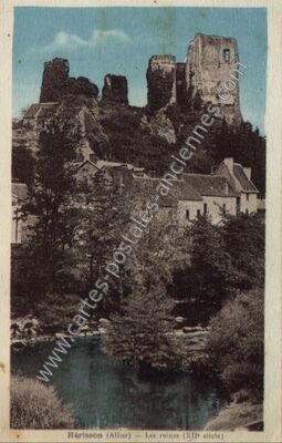 Carte postale ancienne Les ruines (XIIe siècle) — Hérisson (Allier)