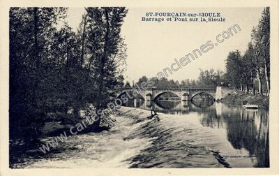 Carte postale ancienne Barrage et Pont sur la Sioule — Saint-Pourçain-sur-Sioule (Allier)