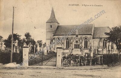 Carte postale ancienne L'Eglise et le Cimetière — Alquines (Pas-de-Calais)