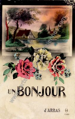 Carte postale ancienne Un Bonjour — Arras (Pas-de-Calais)