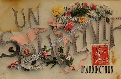 Carte postale ancienne Un souvenir — Audincthun (Pas-de-Calais)