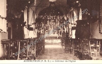Carte postale ancienne Intérieur de l'Eglise — Audincthun (Pas-de-Calais)