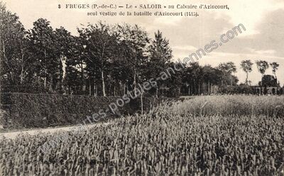 Carte postale ancienne Le « SALOIR » au Calvaire d'Azincourt, seul vestige de la bataille d'Azincourt (1415) — Azincourt (Pas-de-Calais)