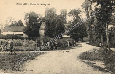 Carte postale ancienne Route de Ledinghem — Bléquin (Pas-de-Calais)
