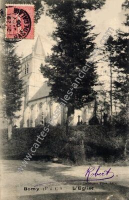 Carte postale ancienne L'Eglise — Bomy (Pas-de-Calais)