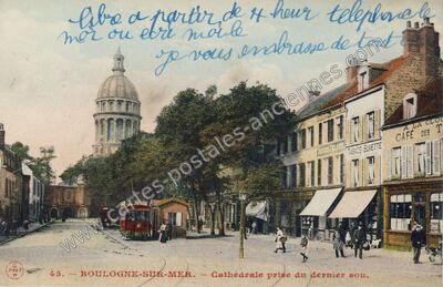 Carte postale ancienne Cathédrale prise du dernier sou — Boulogne-sur-Mer (Pas-de-Calais)