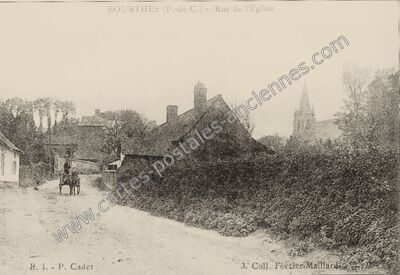 Carte postale ancienne Rue de l'Eglise — Bourthes (Pas-de-Calais)