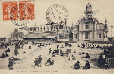 Carte postale ancienne La Plage et le Casino — Calais (Pas-de-Calais)