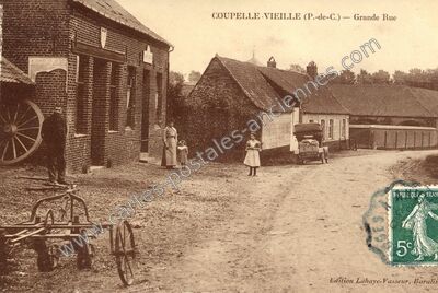 Carte postale ancienne Grande Rue — Coupelle-Vieille (Pas-de-Calais)