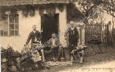 Carte postale ancienne Fabrication de louches en bois — Créquy (Pas-de-Calais)