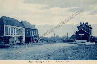 Carte postale ancienne La Gare et la Scierie — Dennebrœucq (Pas-de-Calais)