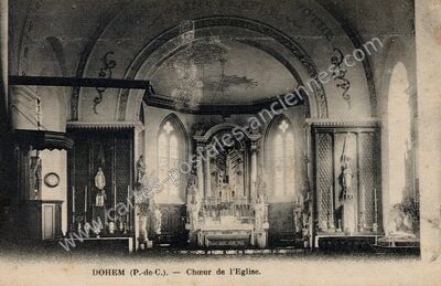 Carte postale ancienne Chœur de l'Eglise — Dohem (Pas-de-Calais)