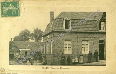 Carte postale ancienne Route de Thérouanne — Elnes (Pas-de-Calais)