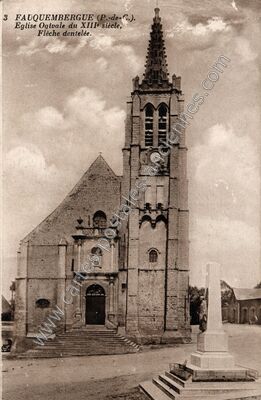 Carte postale ancienne Eglise Ogivale du XIIIe siècle, Flèche dentelée — Fauquembergues (Pas-de-Calais)