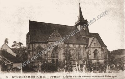 Carte postale ancienne L'Église classée comme monument historique — Fressin (Pas-de-Calais)