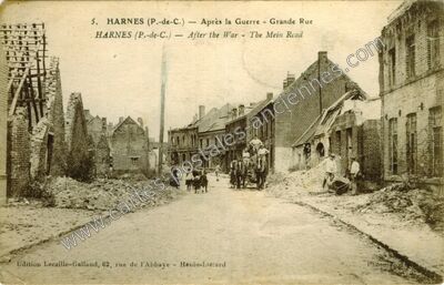 Carte postale ancienne Après la Guerre - Grande Rue — Harnes (Pas-de-Calais)