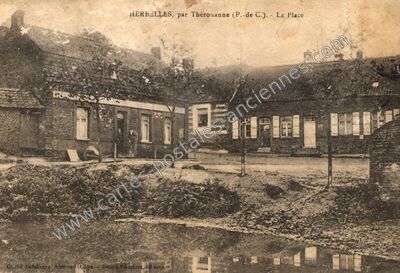 Carte postale ancienne La Place — Herbelles (Pas-de-Calais)