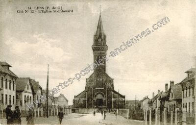 Carte postale ancienne L'Eglise St-Edouard — Lens (Pas-de-Calais)