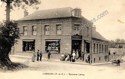 Carte postale ancienne Épicerie Leroy — Lisbourg (Pas-de-Calais)