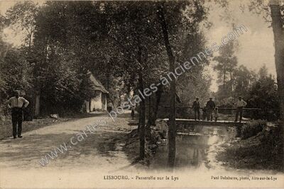 Carte postale ancienne Passerelle sur la Lys — Lisbourg (Pas-de-Calais)