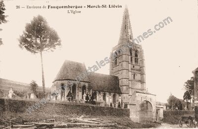Carte postale ancienne Environs de Fauquembergue - L'Eglise — Merck-Saint-Liévin (Pas-de-Calais)