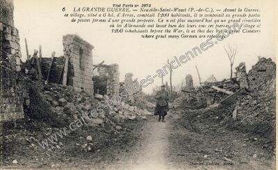 Carte postale ancienne LA GRANDE GUERRE. — Avant la Guerre, ce village, situé à 6 kil — Neuville-Saint-Vaast (Pas-de-Calais)