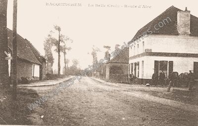 Carte postale ancienne La Belle Croix - Route d'Aire — Racquinghem (Pas-de-Calais)