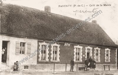 Carte postale ancienne Café de la Mairie — Parenty (Pas-de-Calais)