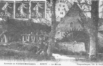 Carte postale ancienne Le Moulin — Renty (Pas-de-Calais)