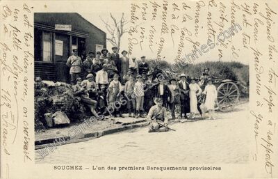 Carte postale ancienne L'un des premiers Baraquements provisoires — Souchez (Pas-de-Calais)