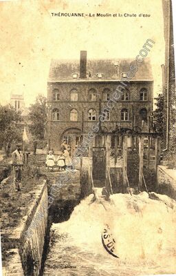 Carte postale ancienne Le Moulin et la Chute d'eau — Thérouanne (Pas-de-Calais)