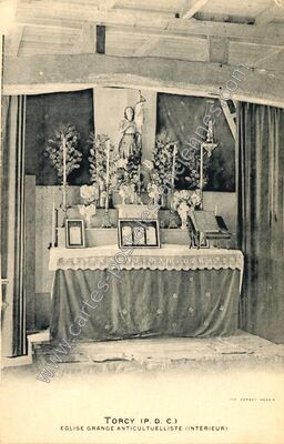 Carte postale ancienne Église Grange anticultuelliste (Intérieur) — Torcy (Pas-de-Calais)