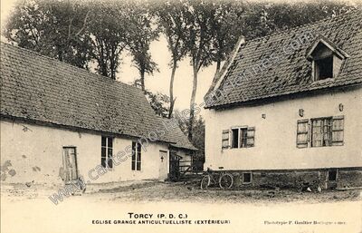 Carte postale ancienne Église Grange Anticultuelliste (Extérieur) — Torcy (Pas-de-Calais)