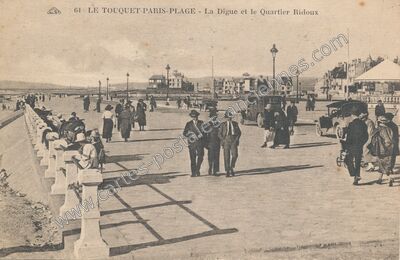 Carte postale ancienne La Digue et le Quartier Ridoux — Le Touquet-Paris-Plage (Pas-de-Calais)